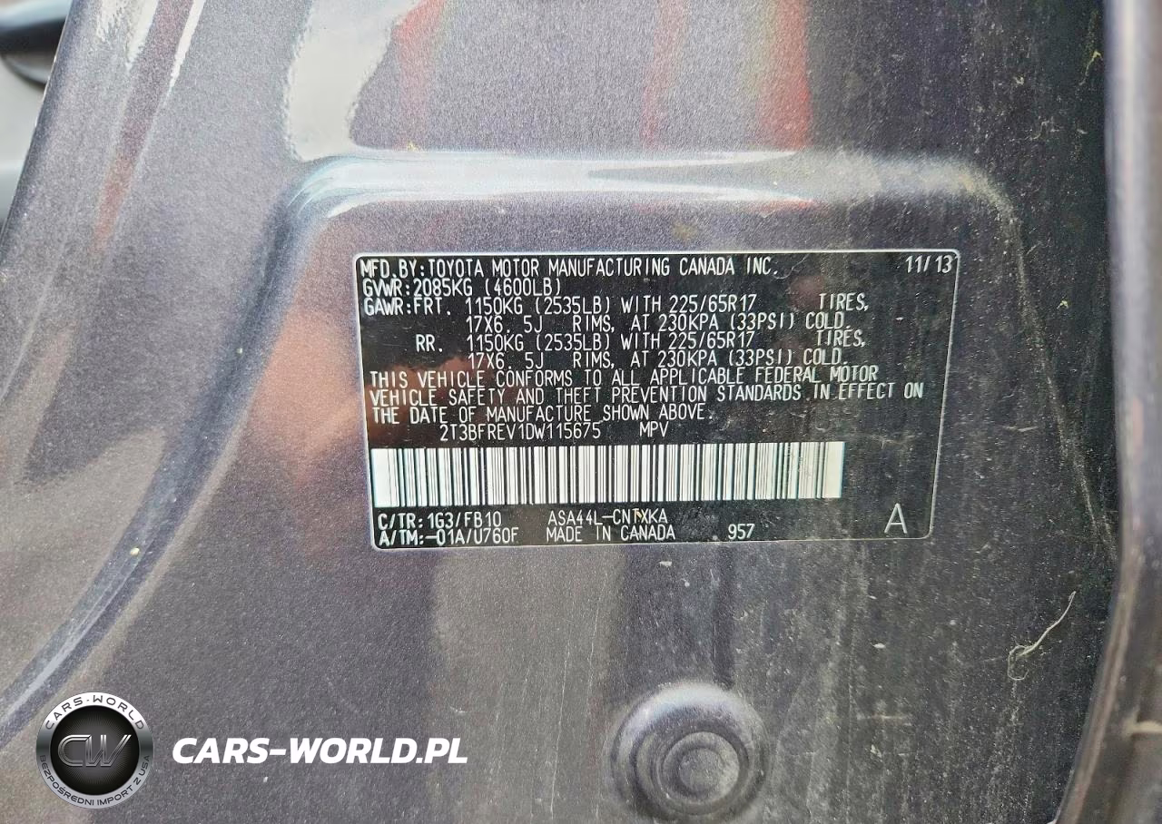 2013 Toyota Rav4 Le VIN:2T3BFREV1DW115675 - 13