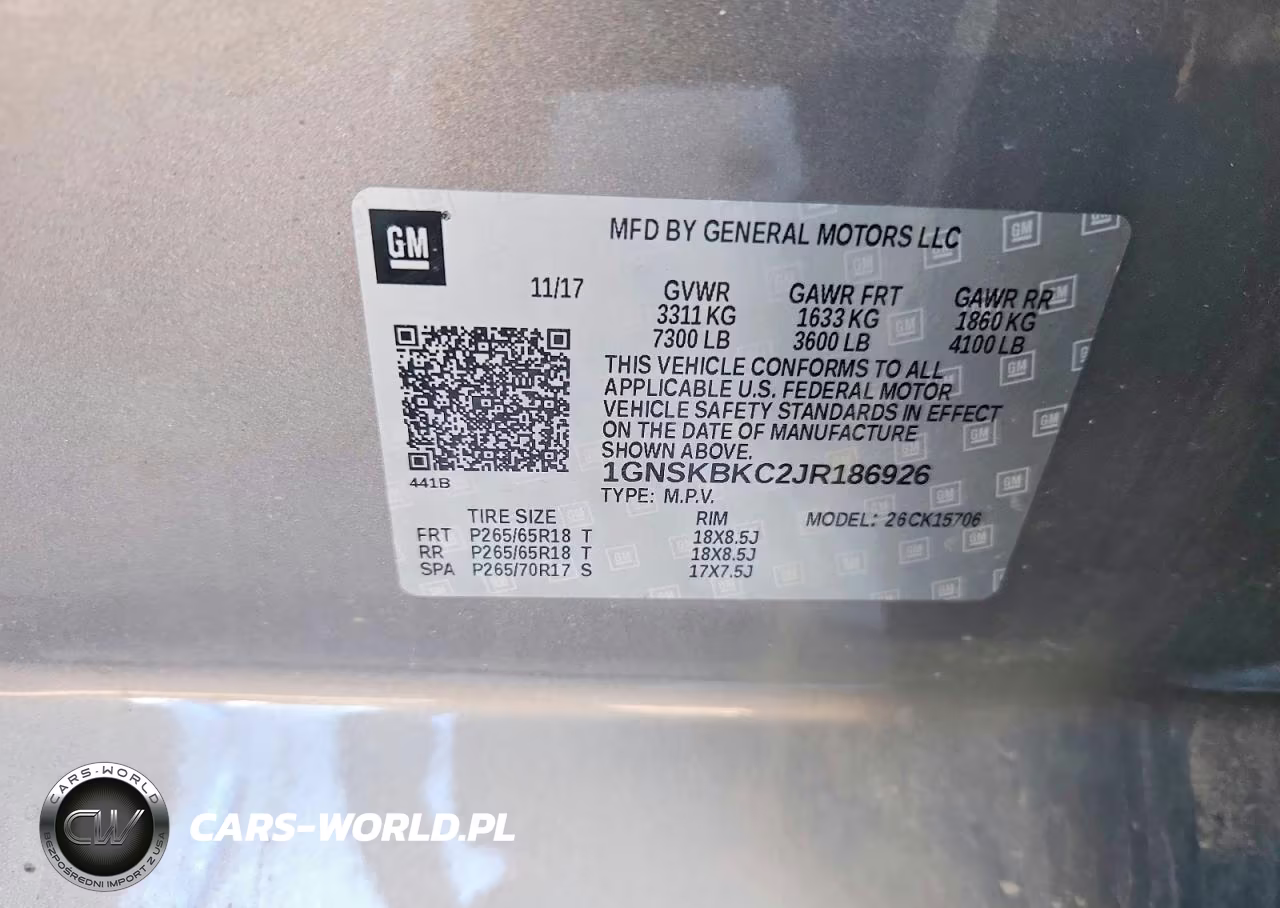 2018 Chev Tahoe VIN:1GNSKBKC2JR186926 - 13