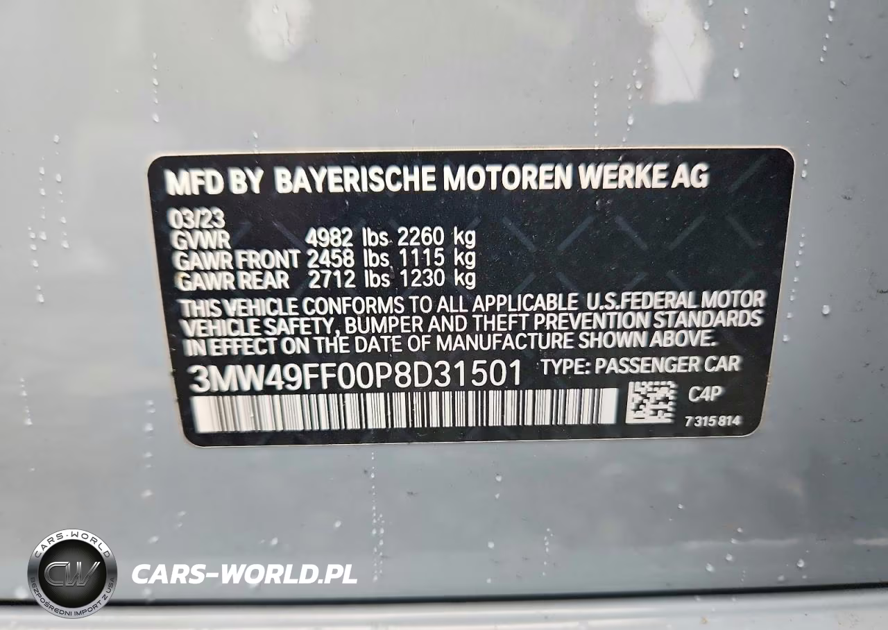 2023 BMW M340Xi VIN:3MW49FF00P8D31501 - 12