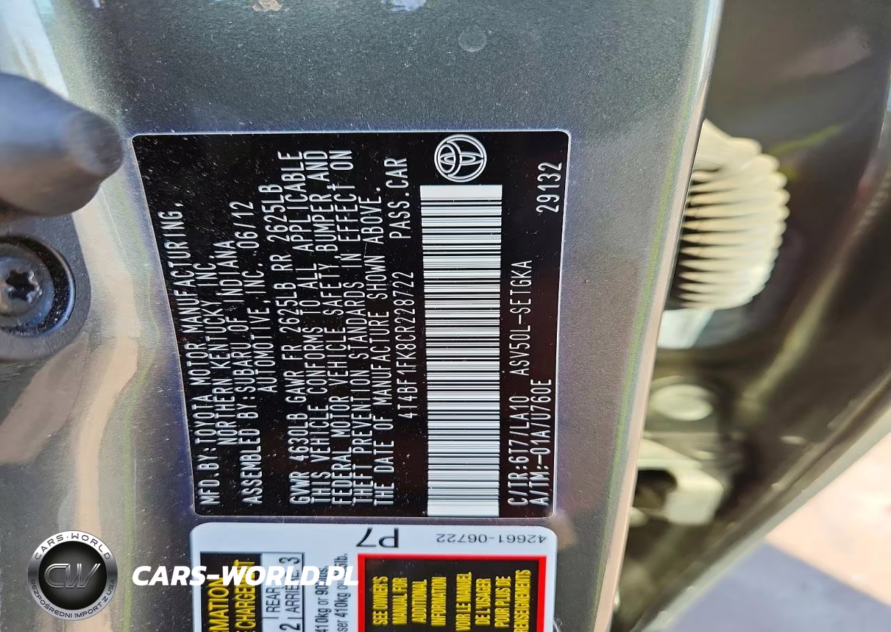 2012 Toyota Camry Xle VIN:4T4BF1FK8CR228722 - 13