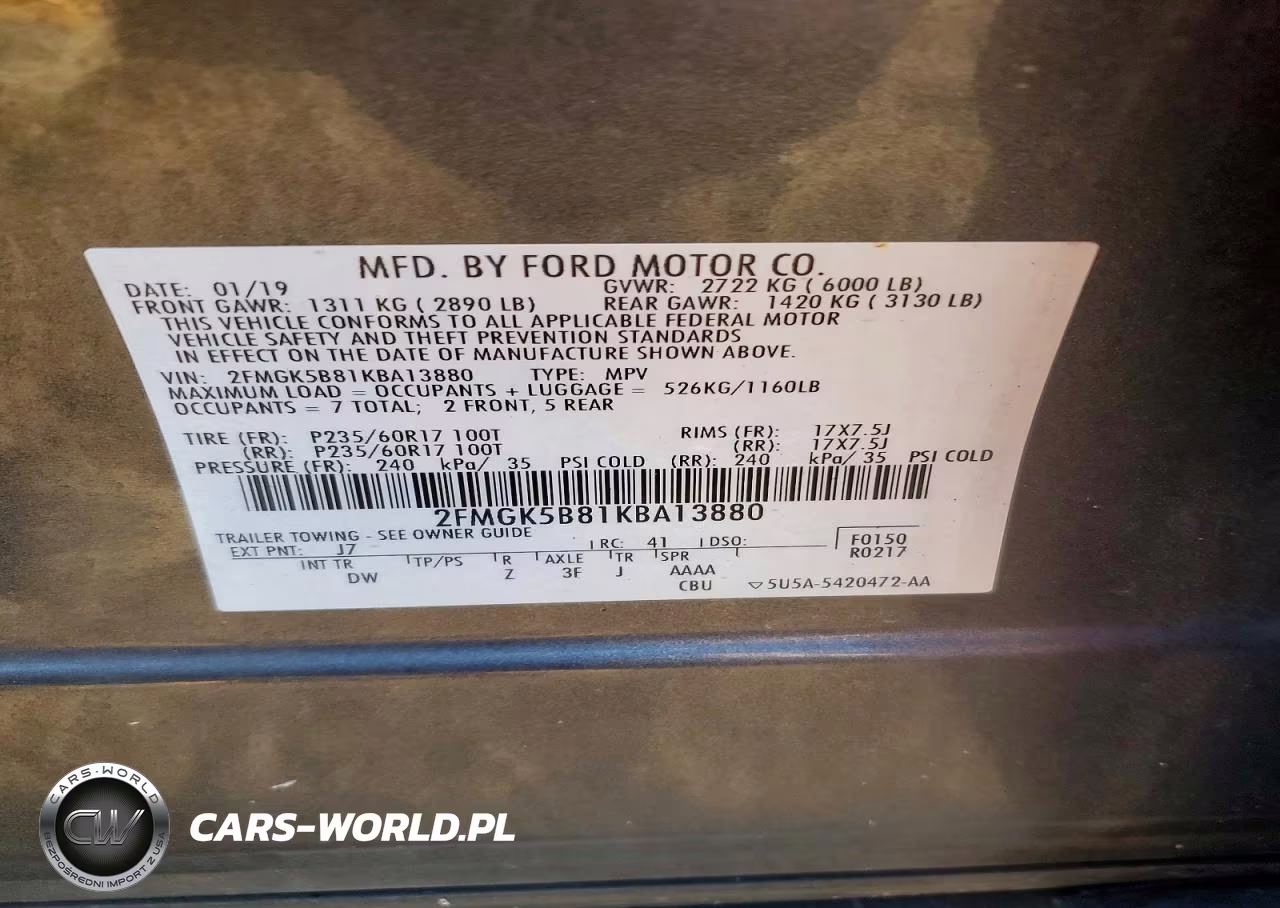 2019 Ford Flex Se VIN:2FMGK5B81KBA13880 - 12