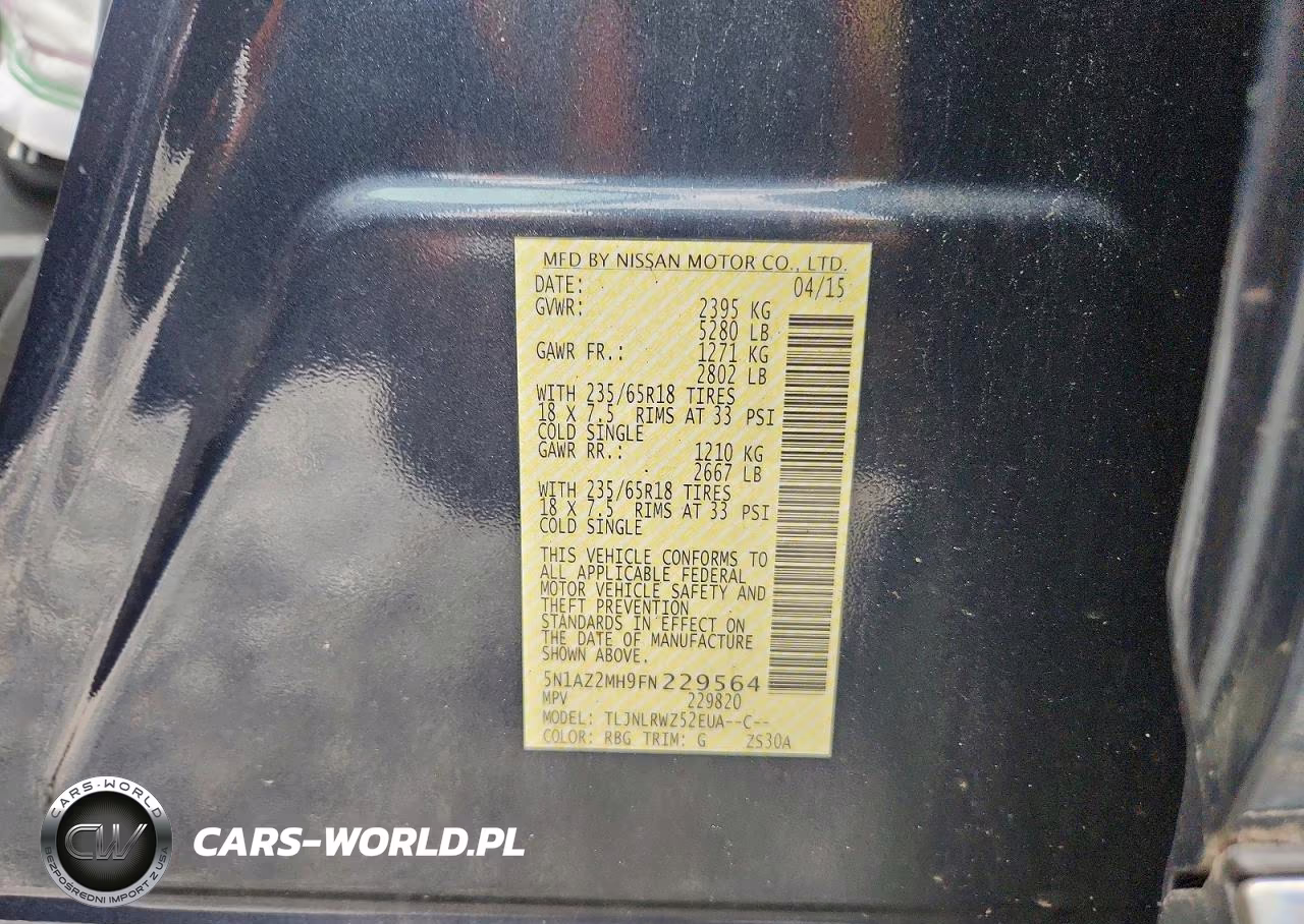 2015 Nissan Murano Sl VIN:5N1AZ2MH9FN229564 - 13