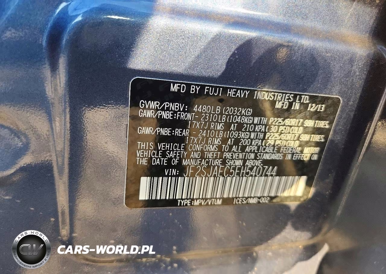 2014 Subaru Forester VIN:JF2SJAEC5EH540744 - 13