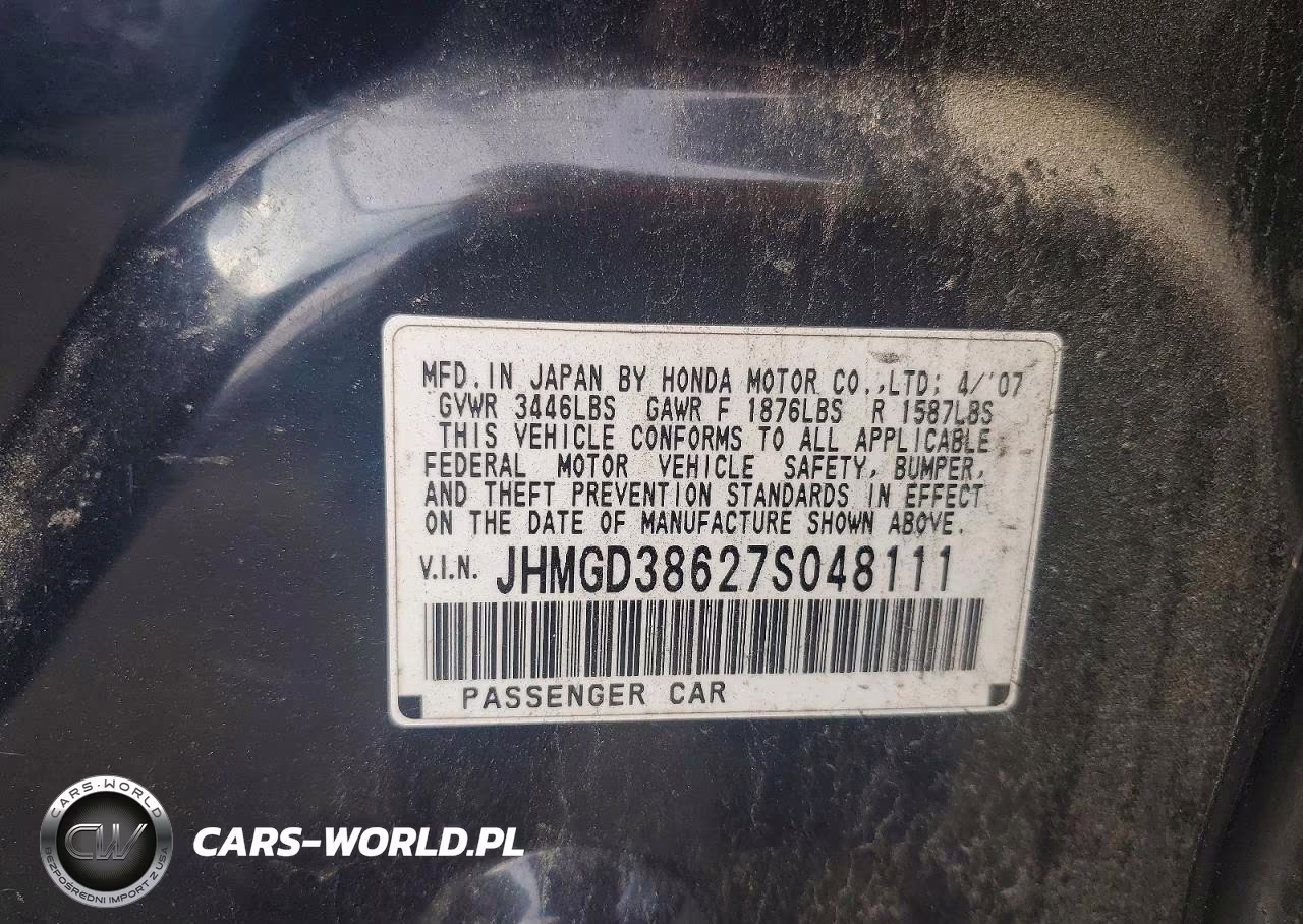 2007 Honda Fit S VIN:JHMGD38627S048111 - 12