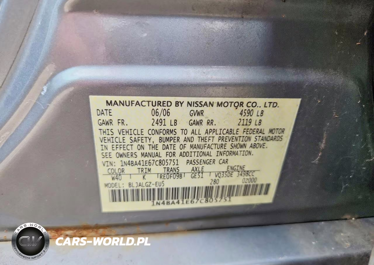 2007 Nissan Maxima 3.5 Se VIN:1N4BA41E67C805751 - 13
