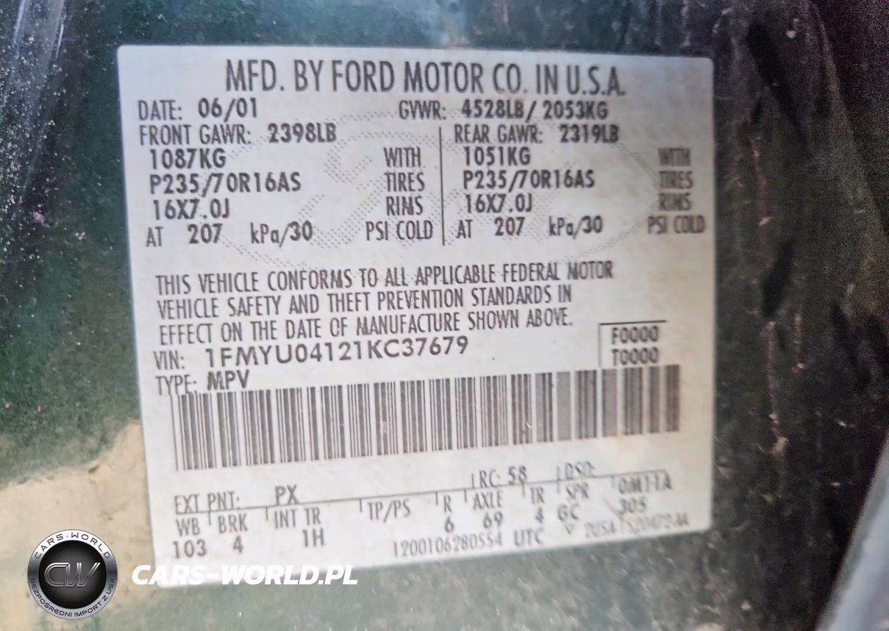 2001 Ford Escape Xlt VIN:1FMYU04121KC37679 - 13