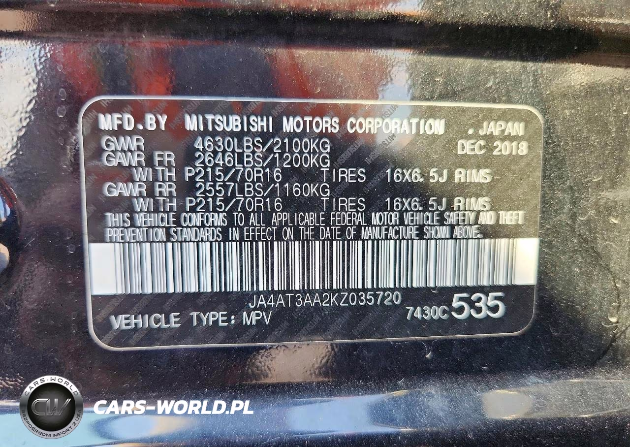 2019 Mitsubishi Eclipse Cross Es VIN:JA4AT3AA2KZ035720 - 13