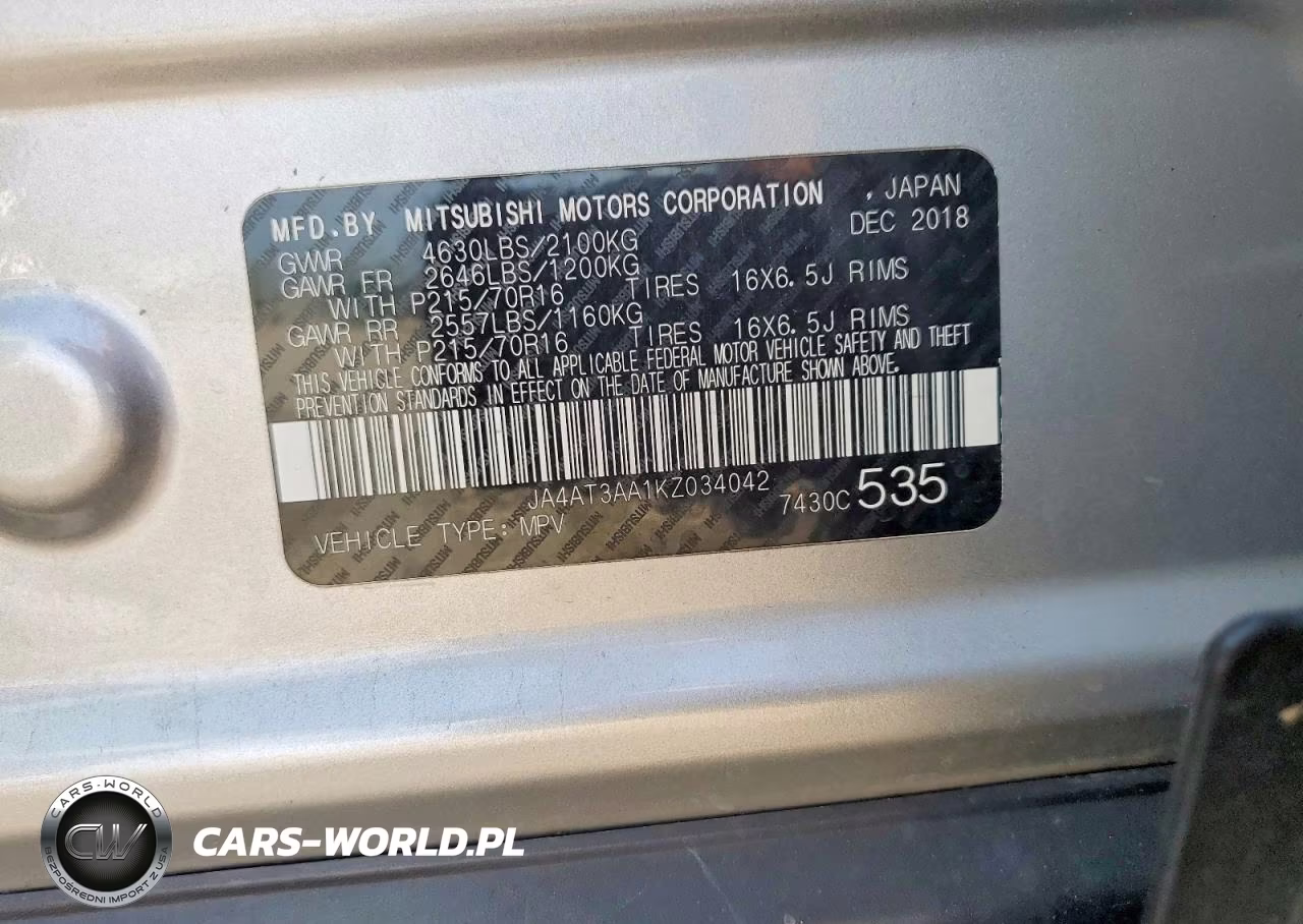 2019 Mitsubishi Eclipse Cross Es VIN:JA4AT3AA1KZ034042 - 14