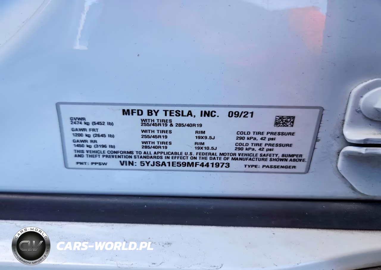 2021 Tesla Model S VIN:5YJSA1E59MF441973 - 12