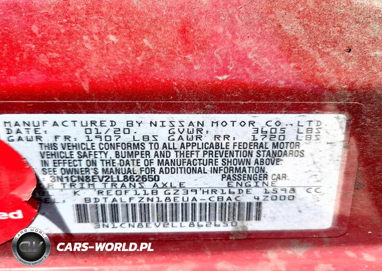 2020 Nissan Versa Sv VIN:3N1CN8EV2LL862650 - 12