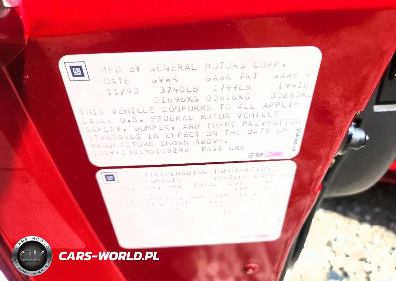 1991 Chevrolet Corvette VIN:1G1YY2381M5105298 - 12