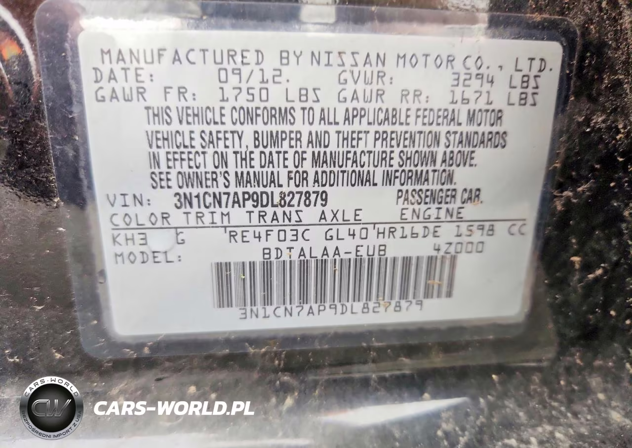 2013 Nissan Versa 1.6 S VIN:3N1CN7AP9DL827879 - 12