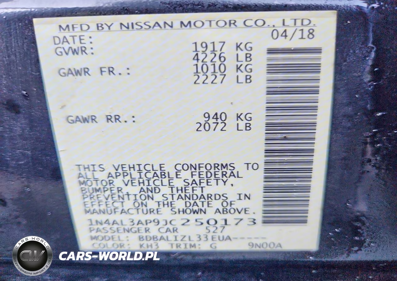 2018 Nissan Altima 2.5 Sv VIN:1N4AL3AP9JC250173 - 12