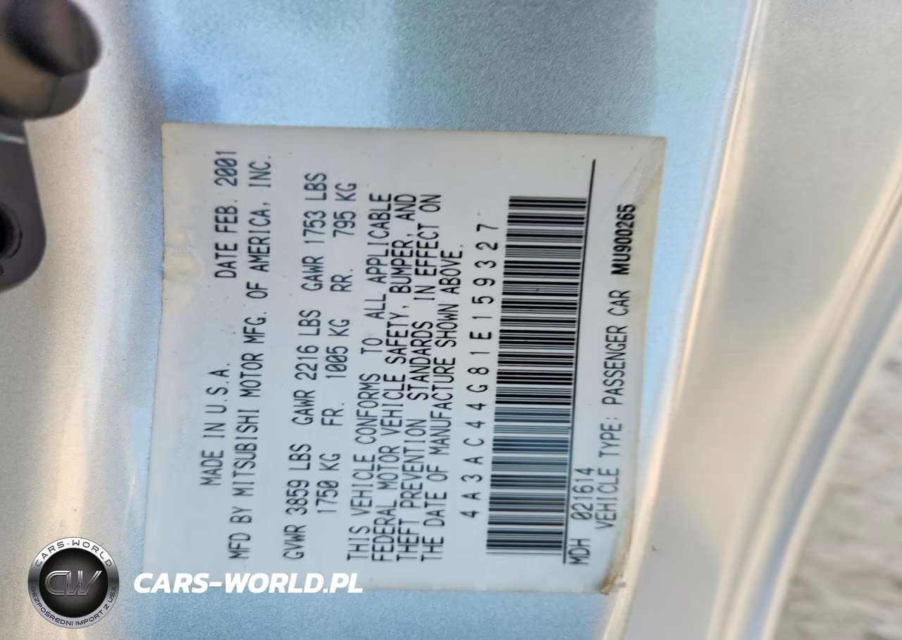 2001 Mits Eclipse VIN:4A3AC44G81E159327 - 12