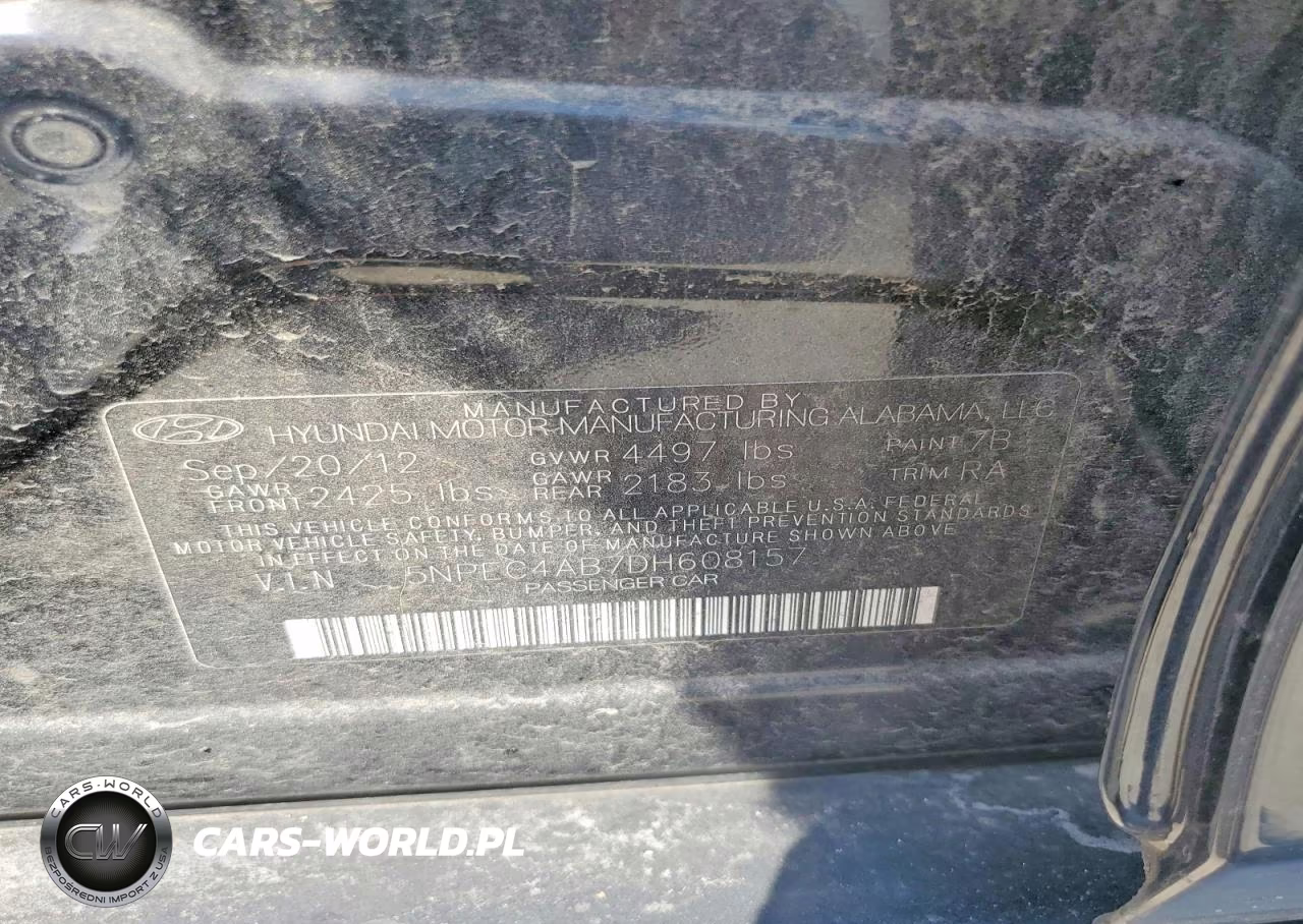 2013 Hyundai Sonata Limited 2.0T VIN:5NPEC4AB7DH608157 - 12