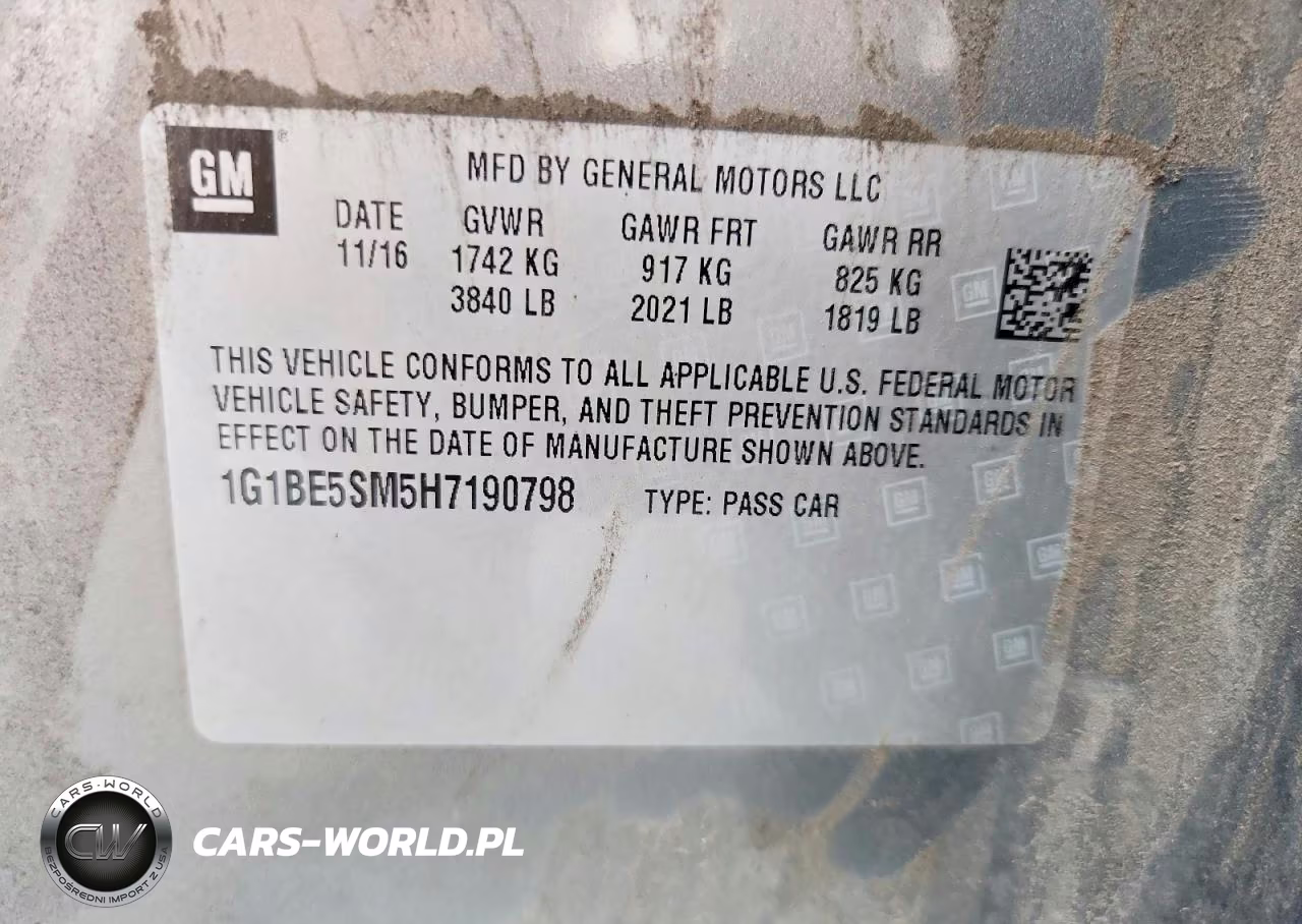 2017 Chevrolet Cruze Lt VIN:1G1BE5SM5H7190798 - 12