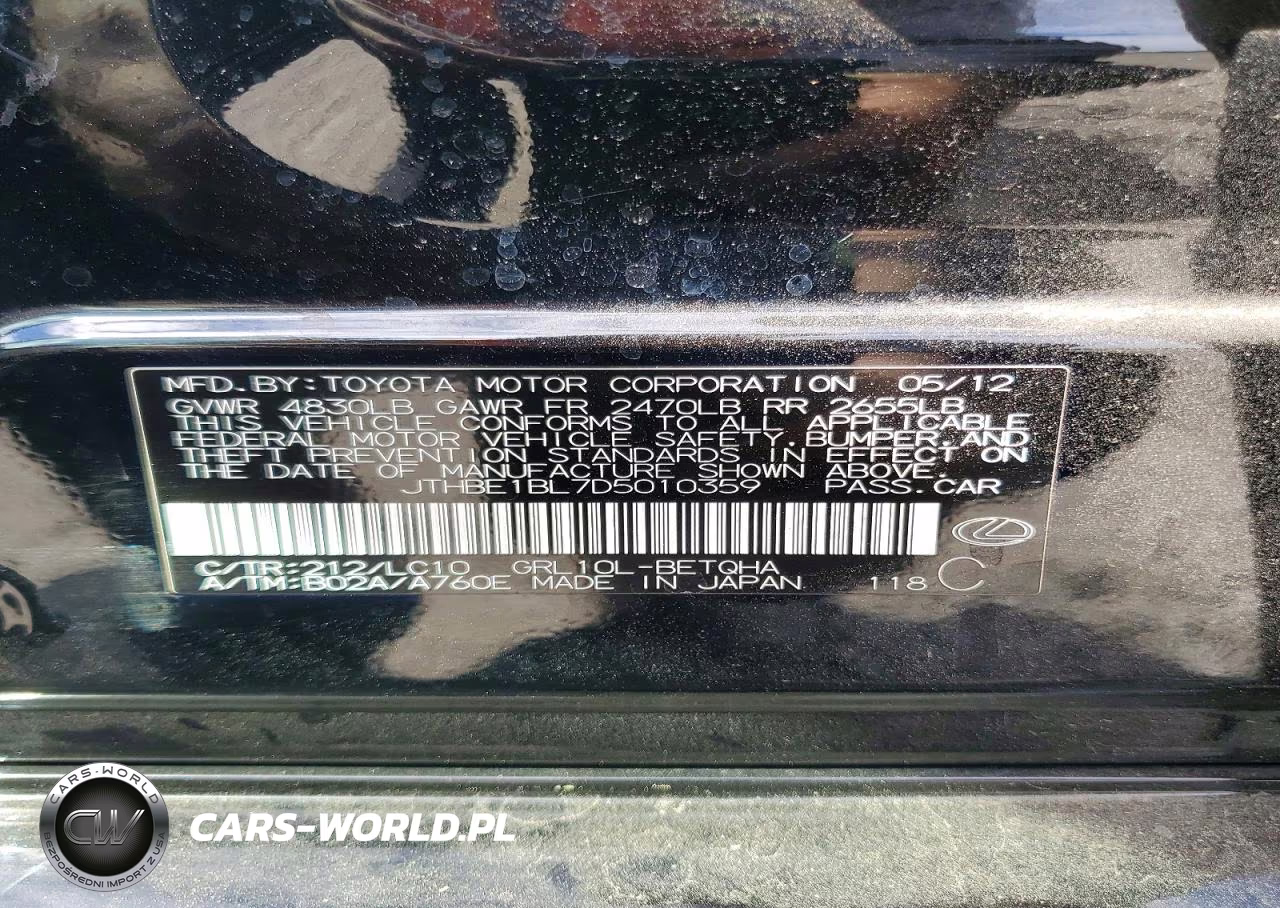 2013 Lexus Gs 350 VIN:JTHBE1BL7D5010359 - 12