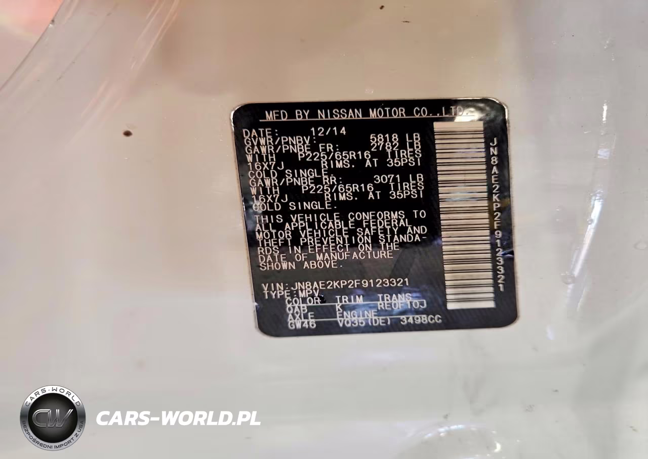 2015 Nissan Quest 3.5 Sv VIN:JN8AE2KP2F9123321 - 13