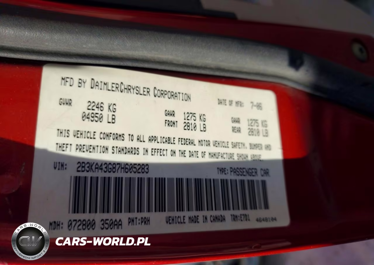 2007 Dodge Charger Se VIN:2B3KA43G87H605283 - 12
