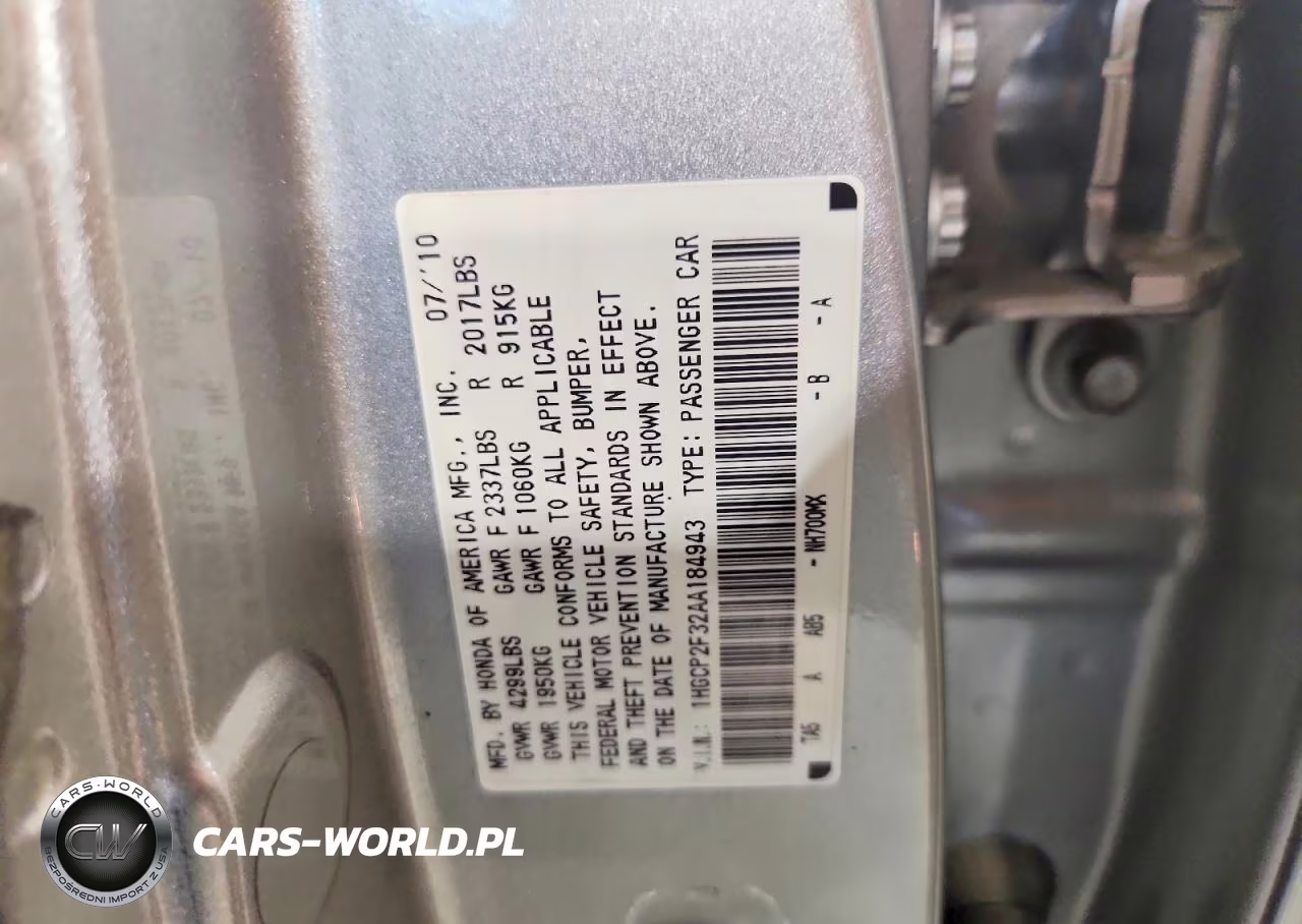 2010 Honda Accord VIN:1HGCP2F32AA184943 - 12