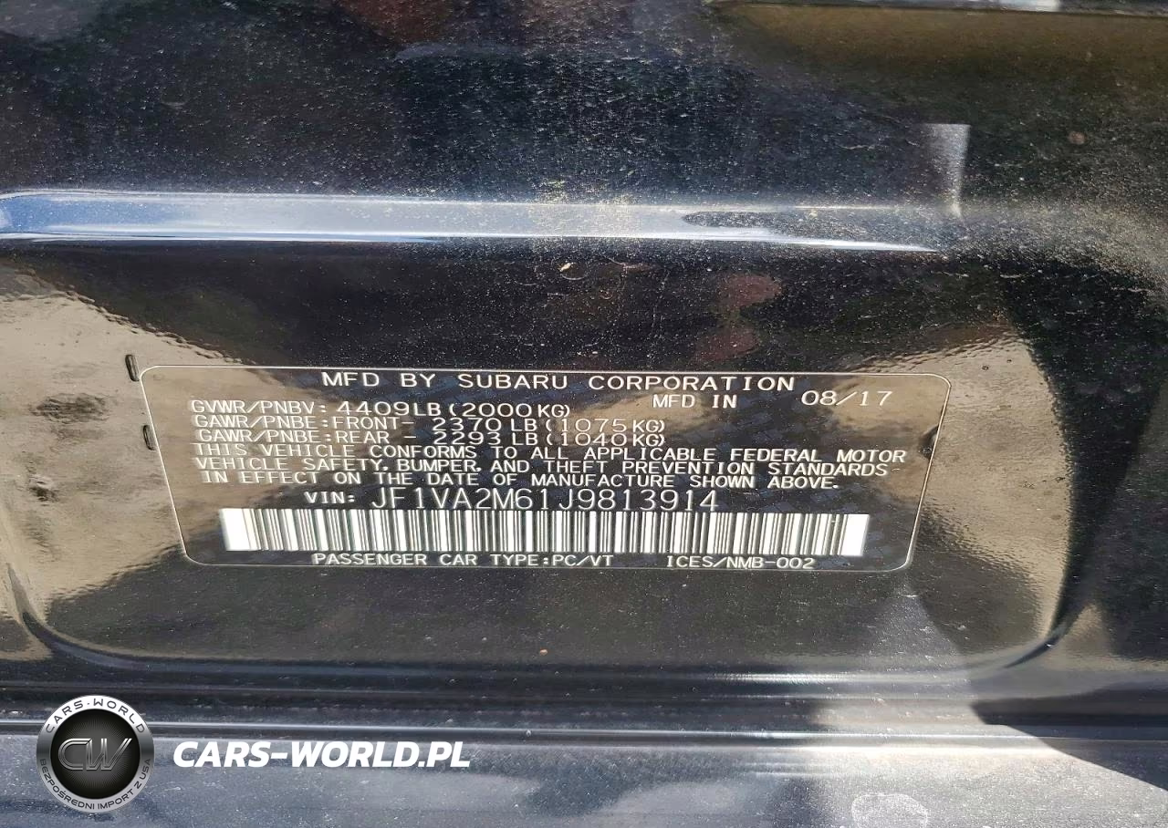 2018 Subaru Wrx Sti VIN:JF1VA2M61J9813914 - 13