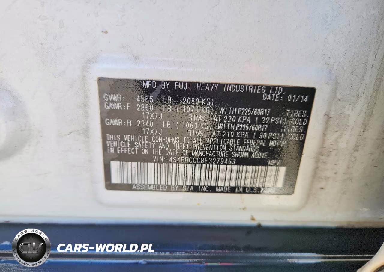 2014 Subaru Outback 2.5I Premium VIN:4S4BRCCC8E3279463 - 13