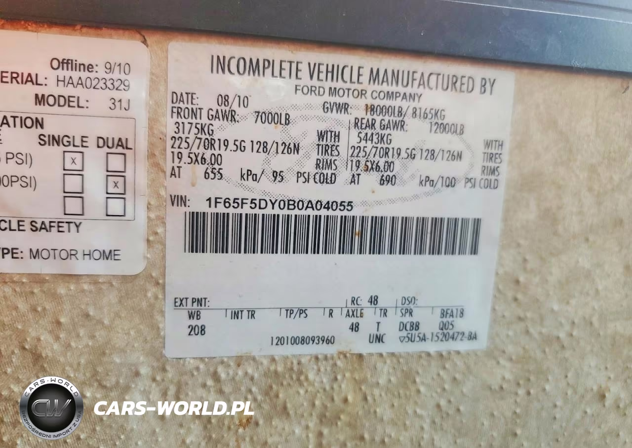 2011 Ford Rv VIN:1F65F5DY0B0A04055 - 10