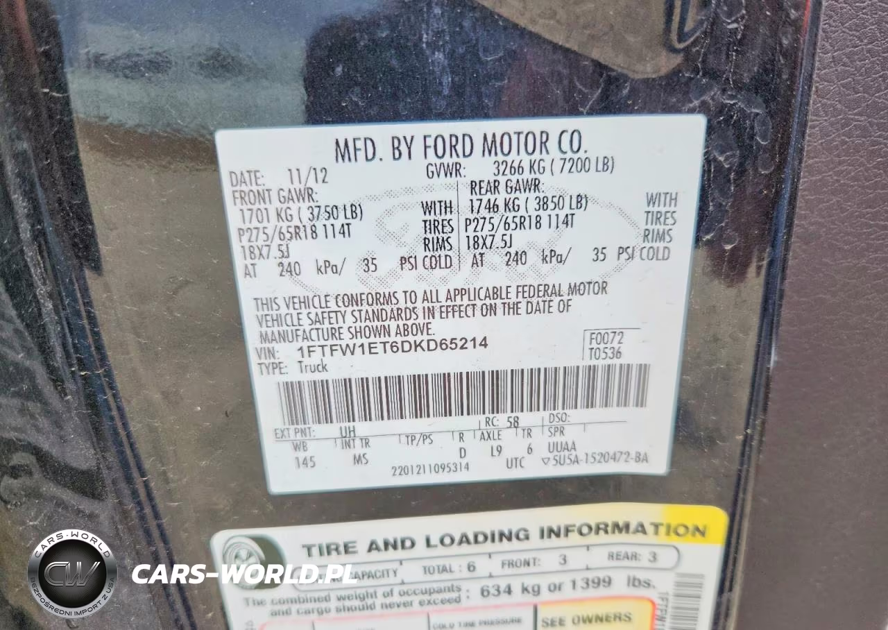 2013 Ford F150 Supercrew VIN:1FTFW1ET6DKD65214 - 12