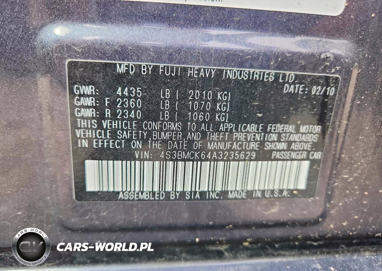 2010 Subaru Legacy 2.5I Limited VIN:4S3BMCK64A3235629 - 12