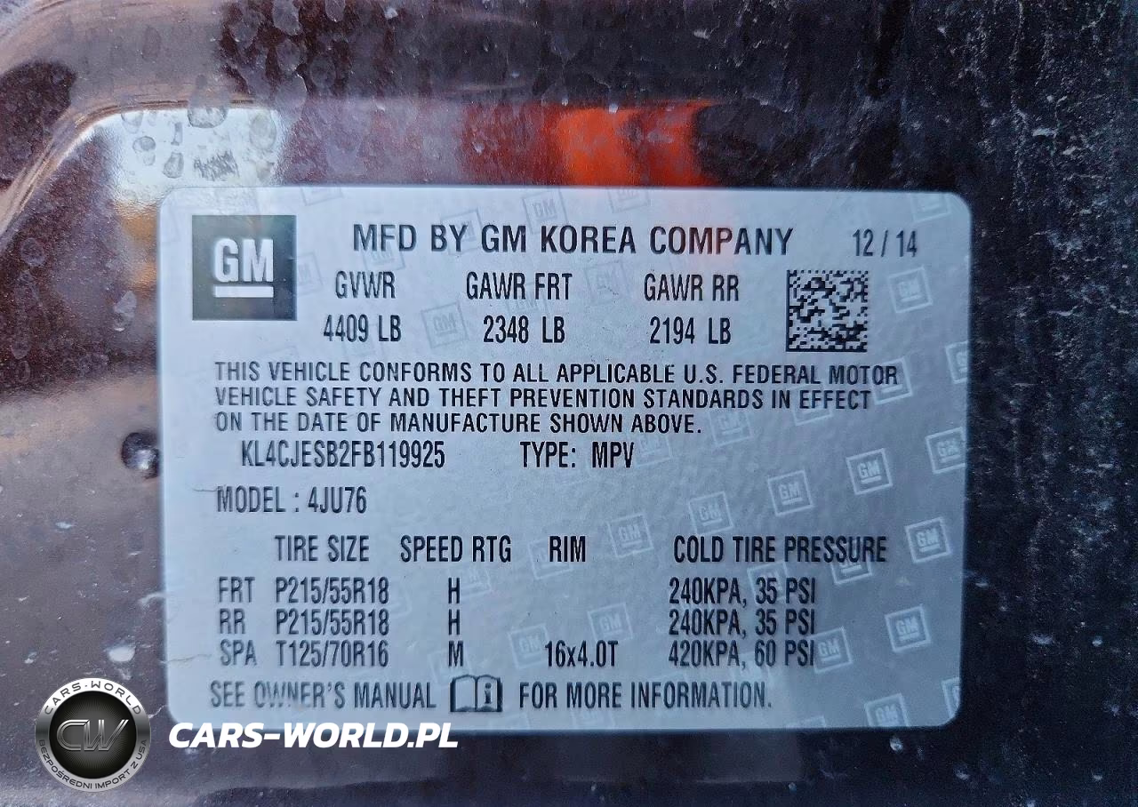 2015 Buick Encore VIN:KL4CJESB2FB119925 - 14