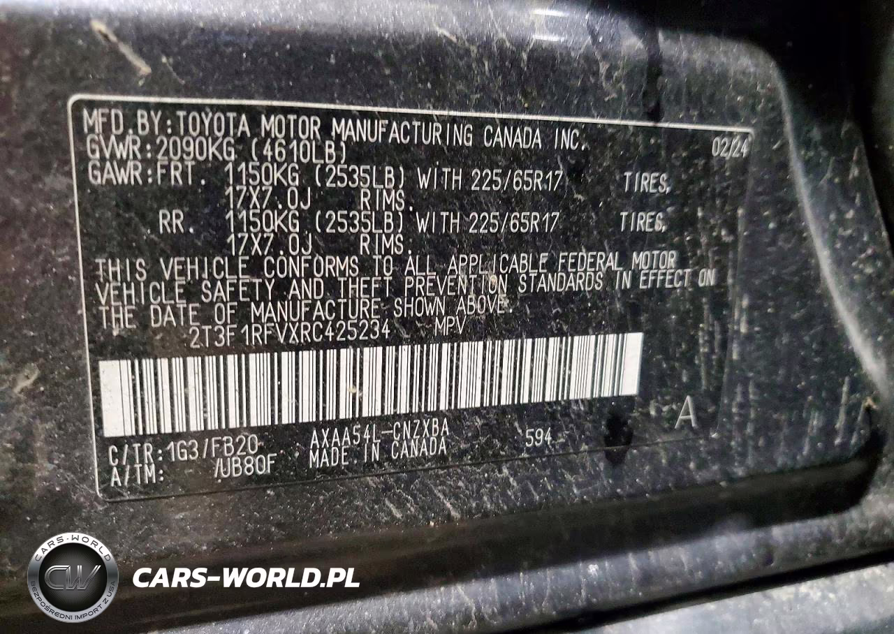 2024 Toyota Rav4 Le VIN:2T3F1RFVXRC425234 - 13