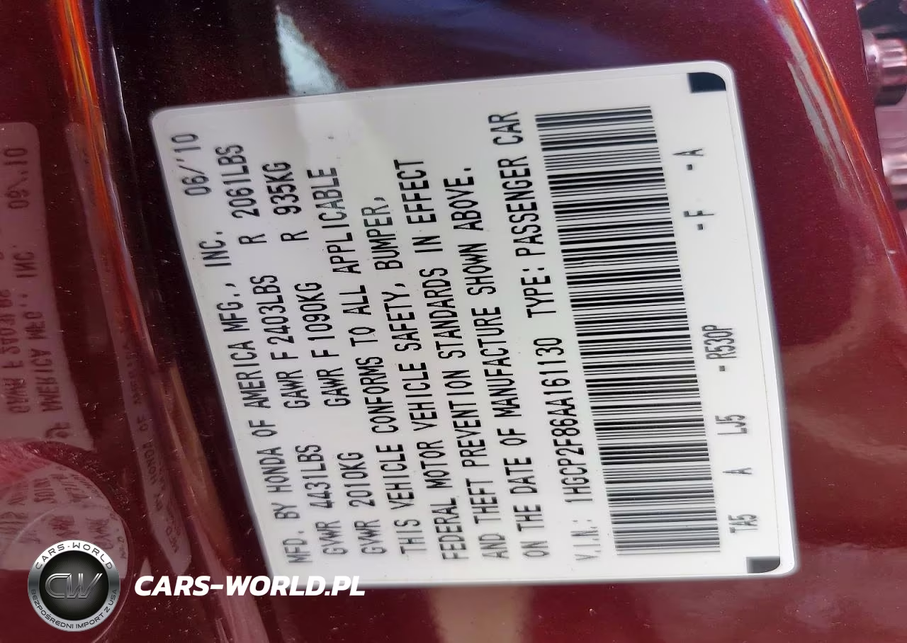 2010 Honda Accord Exl VIN:1HGCP2F86AA161130 - 12