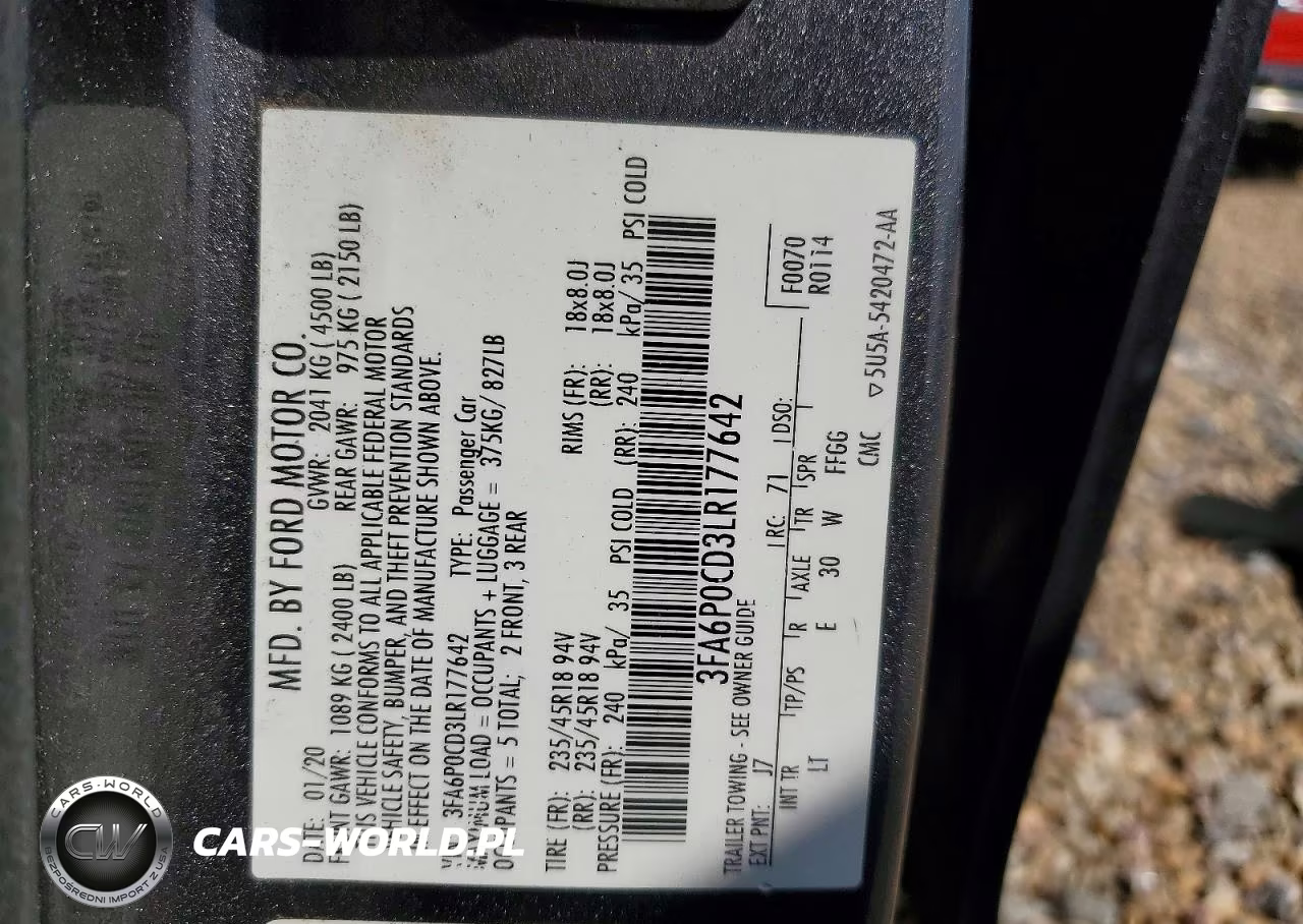 2020 Ford Fusion Sel VIN:3FA6P0CD3LR177642 - 12