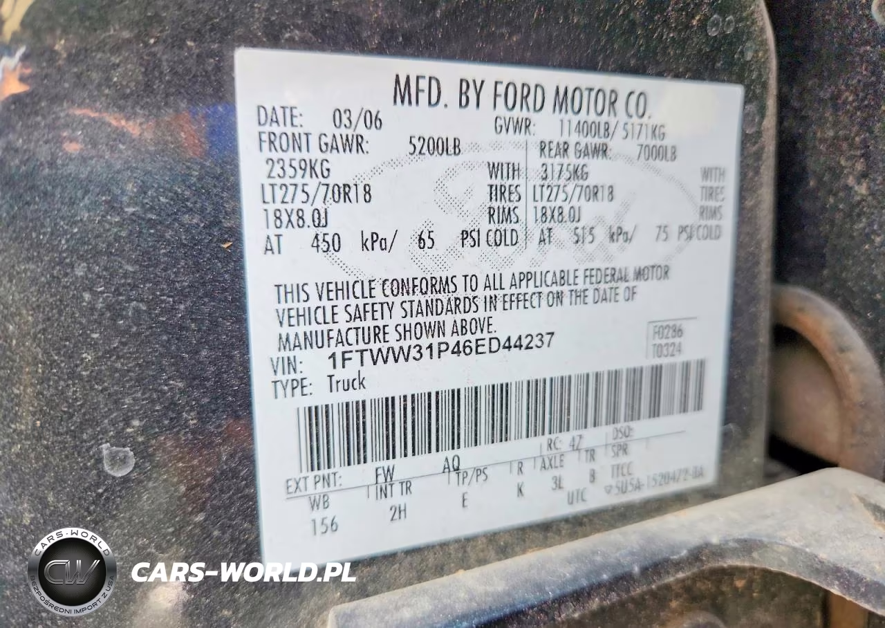 2006 Ford F350 Srw Super Duty VIN:1FTWW31P46ED44237 - 12