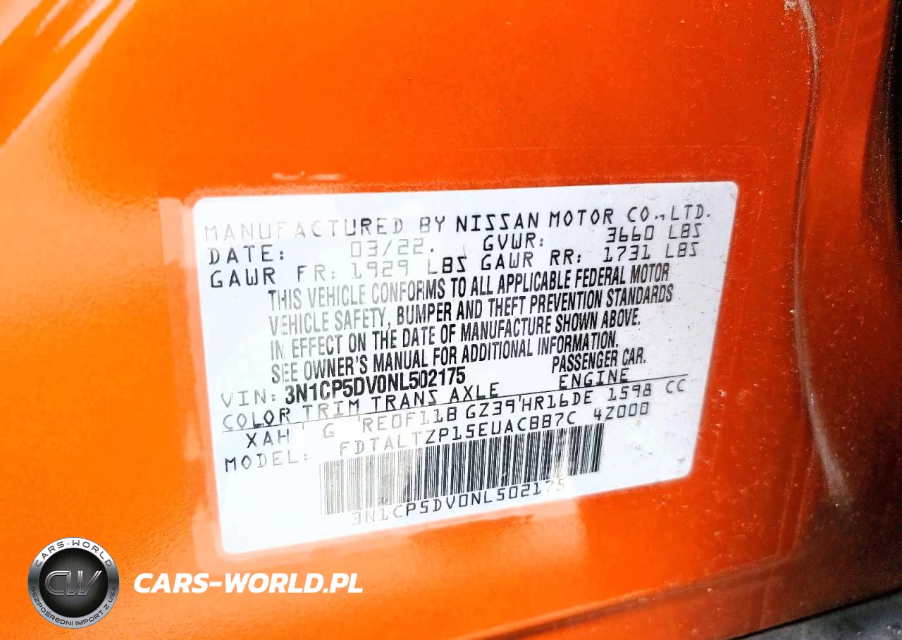 2022 Nissan Kicks Sr VIN:3N1CP5DV0NL502175 - 13