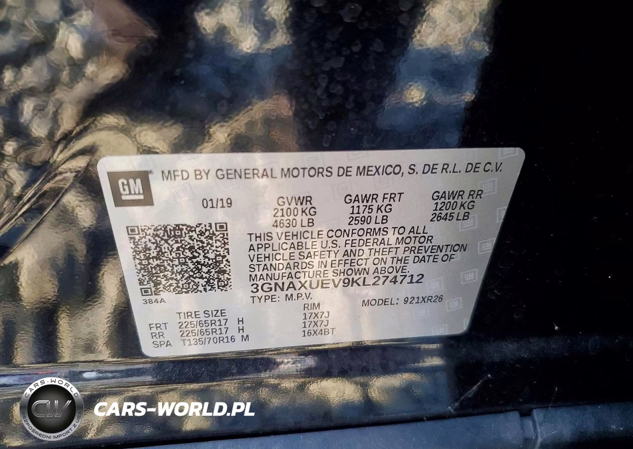 2019 Chevrolet Equinox Lt VIN:3GNAXUEV9KL274712 - 14