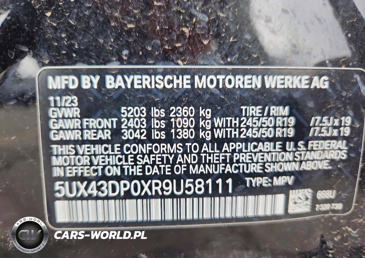 2024 BMW X3 Sdrive30I VIN:5UX43DP0XR9U58111 - 14