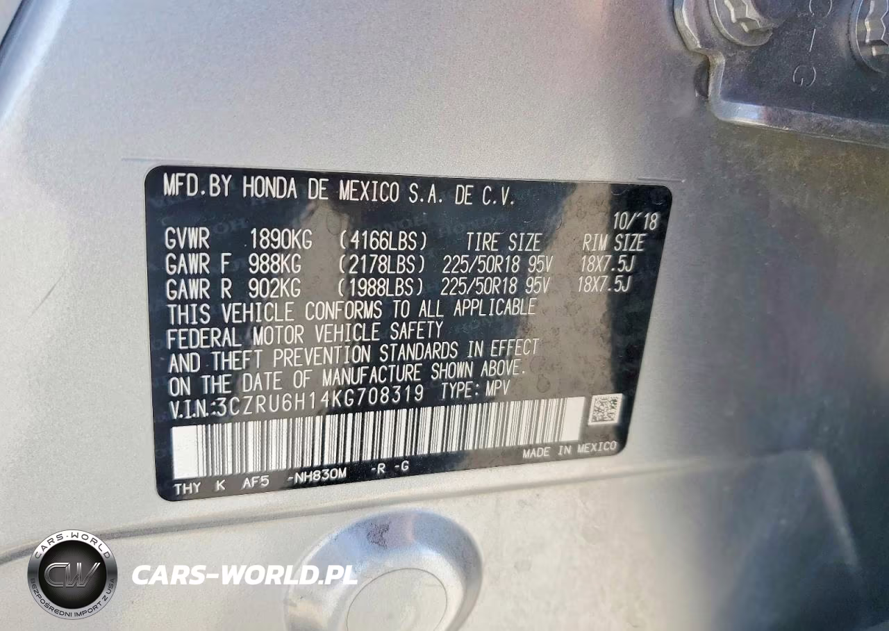 2019 Honda Hr-V Sport VIN:3CZRU6H14KG708319 - 13