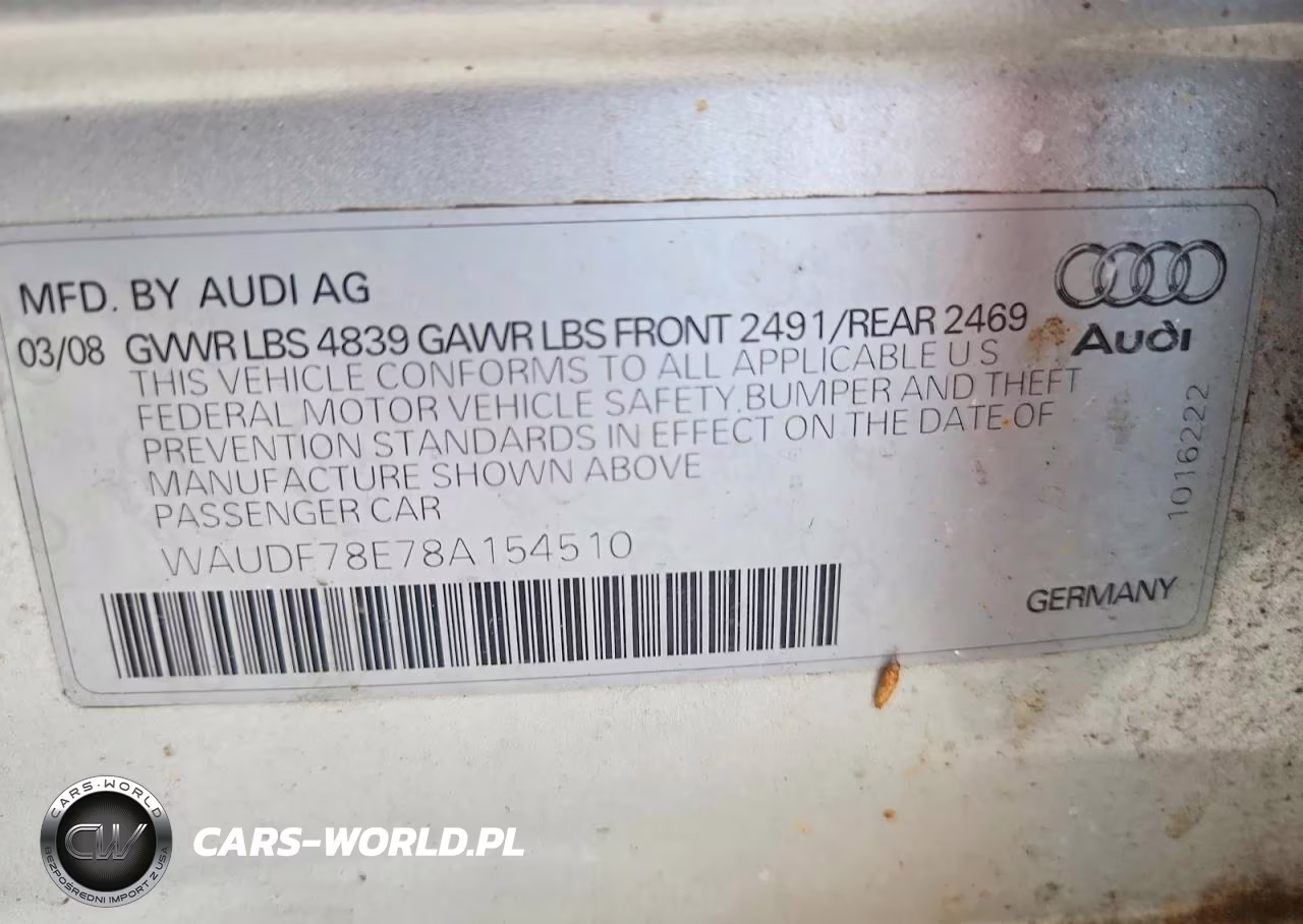 2008 Audi A4 2.0T Quattro VIN:WAUDF78E78A154510 - 13