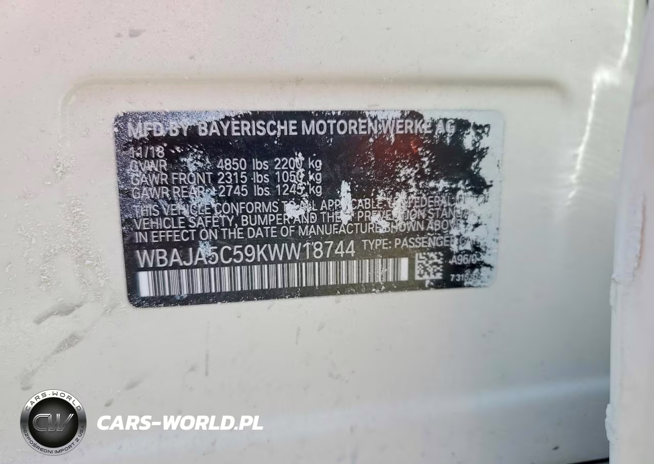 2019 BMW 530 I VIN:WBAJA5C59KWW18744 - 12