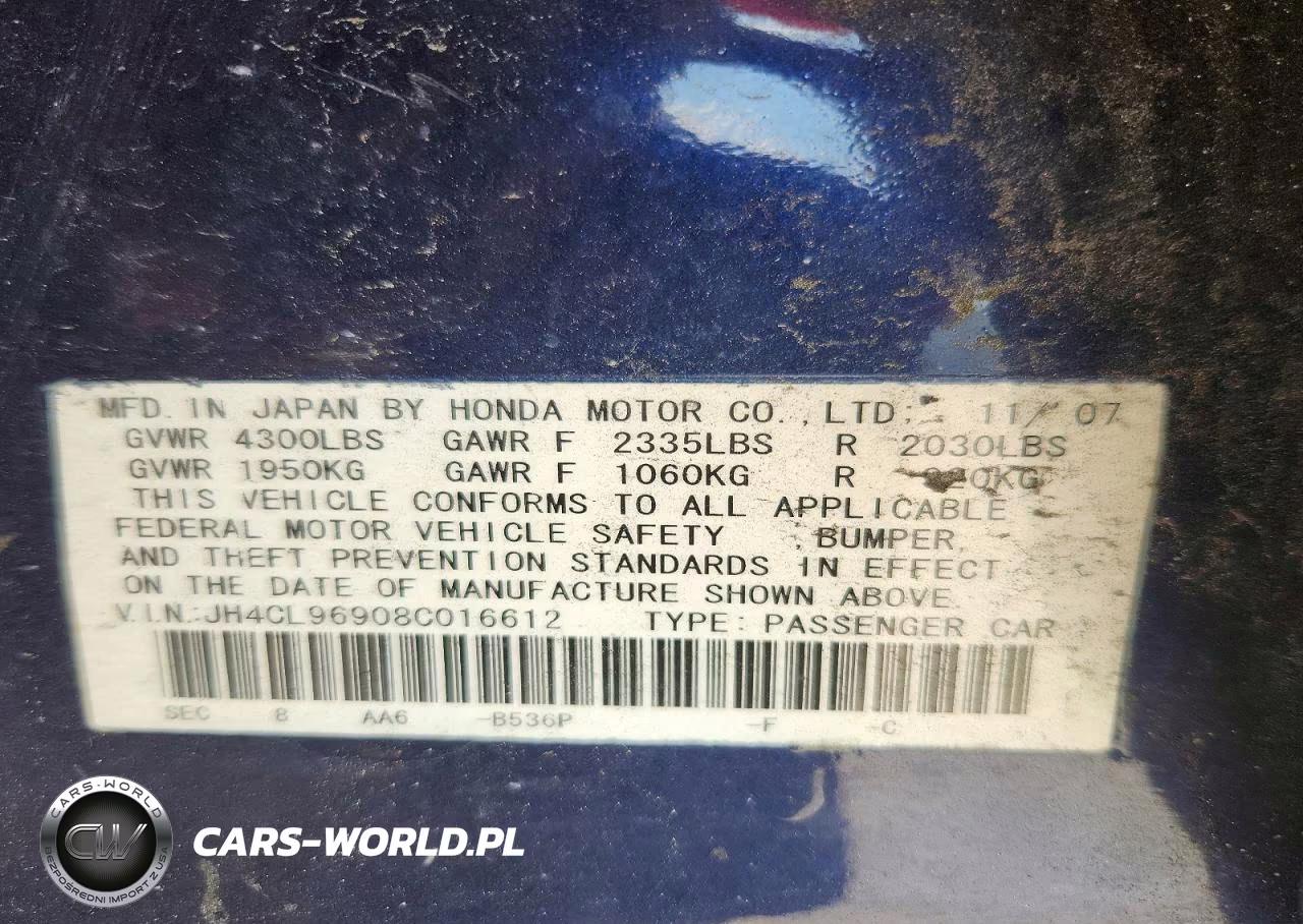 2008 Acura Tsx VIN:JH4CL96908C016612 - 12
