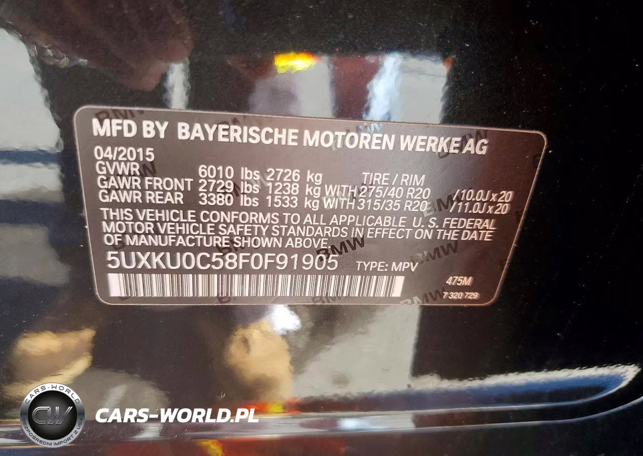 2015 BMW X6 Sdrive35I VIN:5UXKU0C58F0F91905 - 13