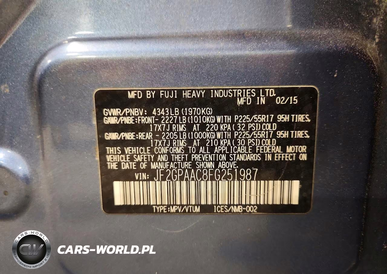 2015 Subaru Xv Crosstrek VIN:JF2GPAAC8FG251987 - 13