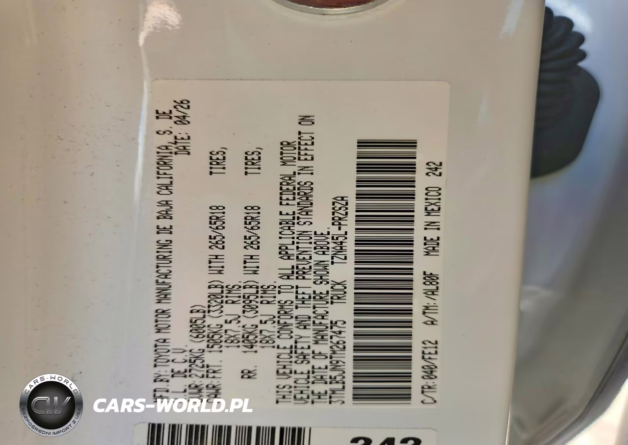 2026 Toyota Tacoma Trd Sport VIN:3TMLB5JN9TM267475 - 12
