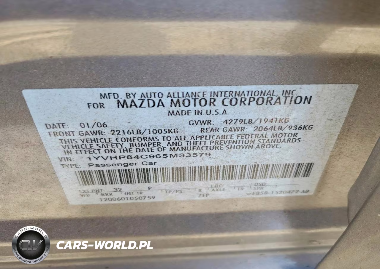 2006 Mazda 6 I VIN:1YVHP84C965M33579 - 12