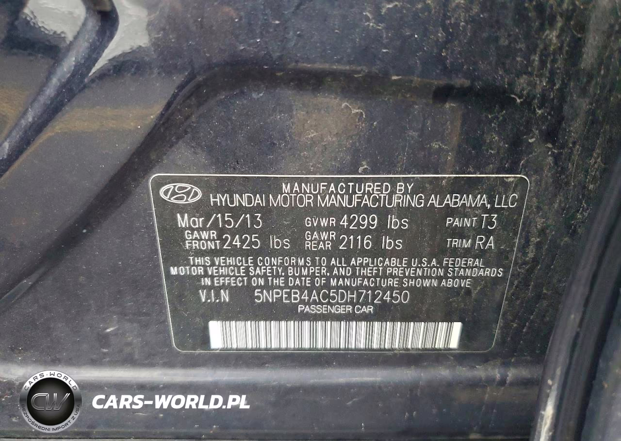 2013 Hyundai Sonata Gls VIN:5NPEB4AC5DH712450 - 12