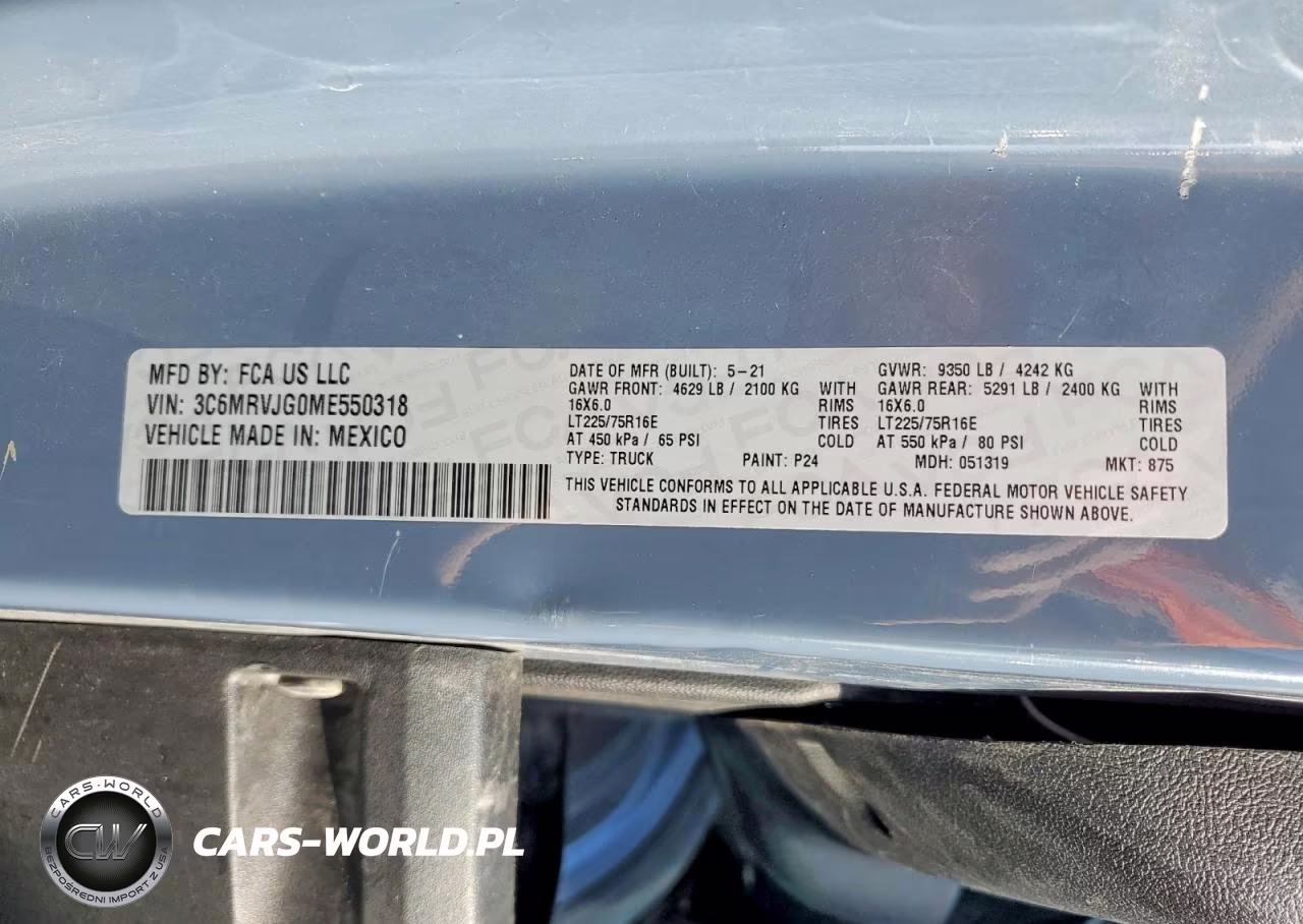 2021 Ram Promaster 3500 Delivery Van VIN:3C6MRVJG0ME550318 - 13