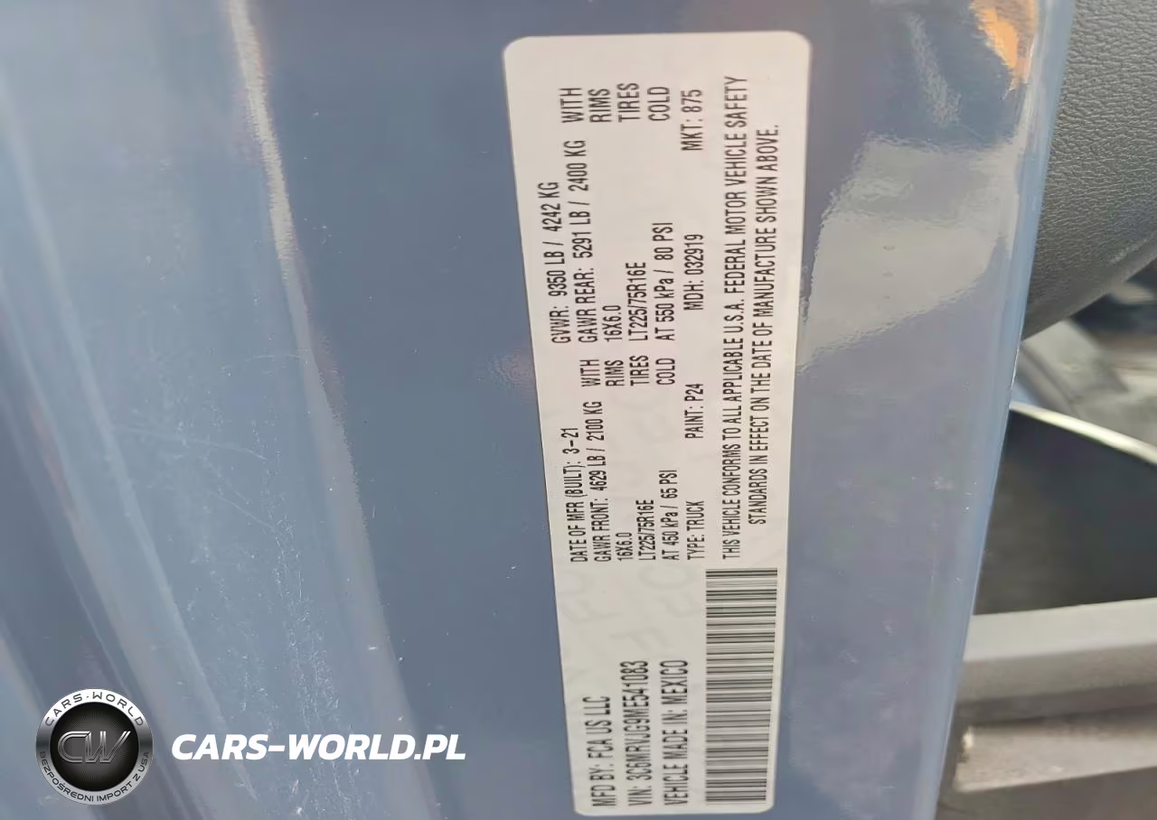 2021 Ram Promaster 3500 Delivery Van VIN:3C6MRVJG9ME541083 - 13