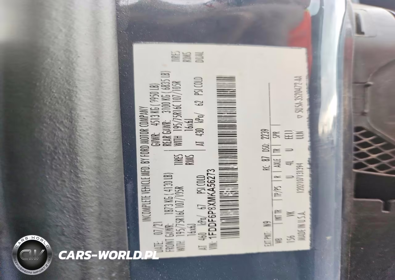 2021 Ford Transit Delivery Truck VIN:1FDDF6P8XMKA56273 - 13