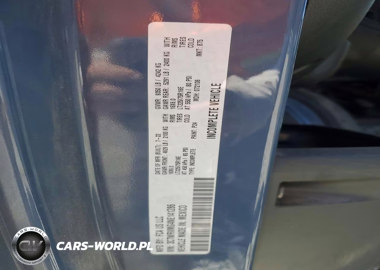 2022 Ram Promaster 3500 Delivery Truck VIN:3C7WRVMG4NE141286 - 13